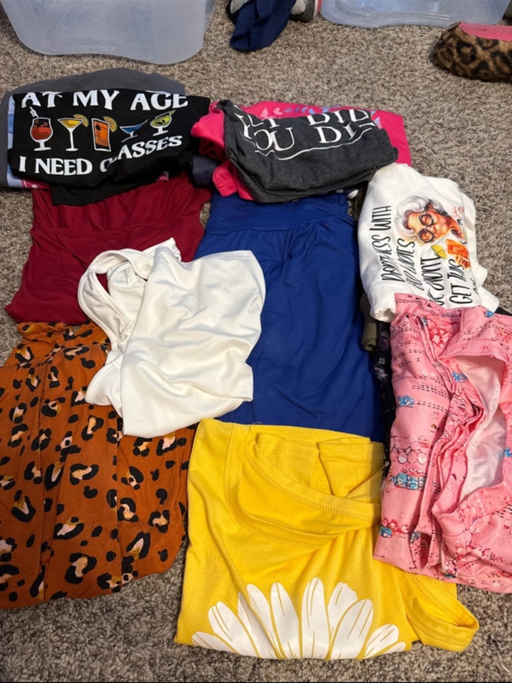 Mixed Women's Tops Bundle - Bright Multi-Color Graphic & Solid Tees